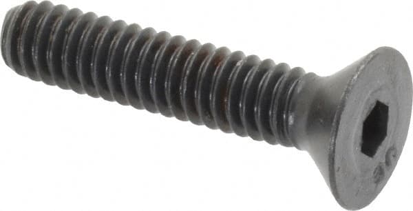 Unbrako - 1/4-20 UNC Hex Socket Drive, 82° Flat Screw - Alloy Steel, Black Oxide Finish, 1-1/4" OAL - Exact Tooling