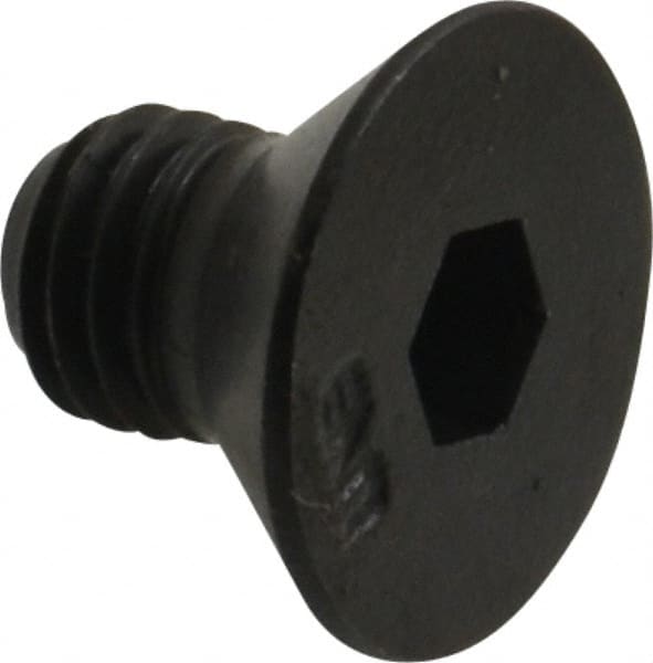 Unbrako - 1/4-28 UNF Hex Socket Drive, 82° Flat Screw - Alloy Steel, Black Oxide Finish, 3/8" OAL - Exact Tooling