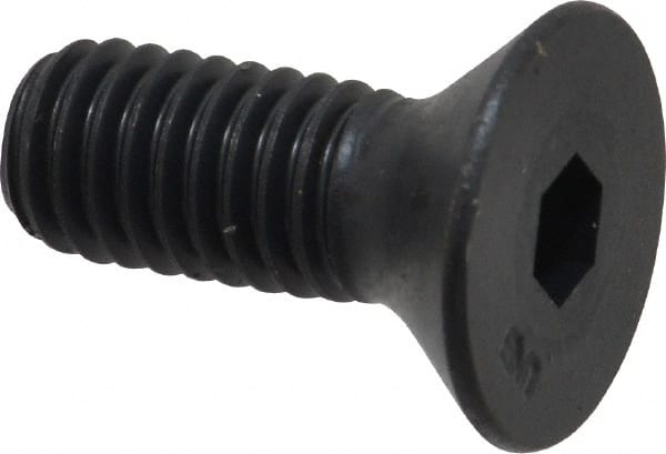 Unbrako - 3/8-16 UNC Hex Socket Drive, 82° Flat Screw - Alloy Steel, Black Oxide Finish, 1" OAL - Exact Tooling