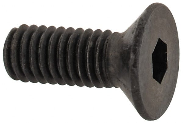 Unbrako - M3x0.50 Metric Coarse Hex Socket Drive, 90 to 92° Flat Screw - Grade 12.9 Alloy Steel, Black Oxide Finish, 8mm OAL - Exact Tooling