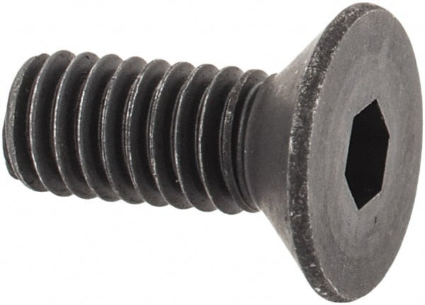 Unbrako - M4x0.70 Metric Coarse Hex Socket Drive, 90 to 92° Flat Screw - Grade 12.9 Alloy Steel, Black Oxide Finish, 10mm OAL - Exact Tooling