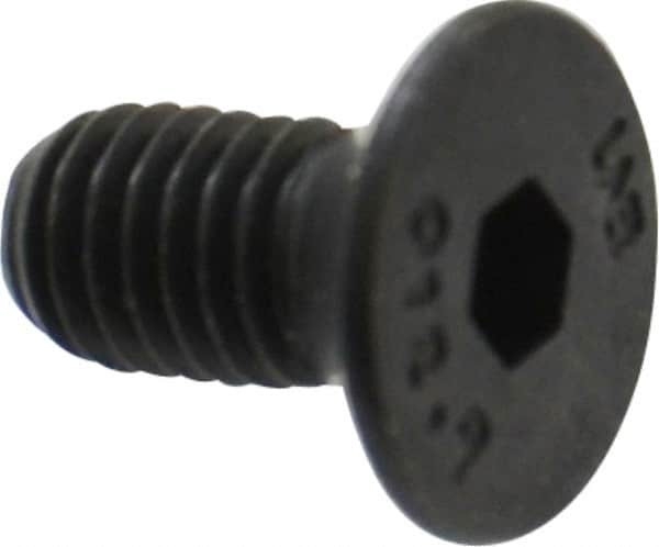 Unbrako - M5x0.80 Metric Coarse Hex Socket Drive, 90 to 92° Flat Screw - Grade 12.9 Alloy Steel, Black Oxide Finish, 10mm OAL - Exact Tooling