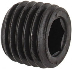 Unbrako - 1/16-27, 1/4" OAL, Alloy Steel Socket Pressure Plug - 7/8" Taper per Foot, 5/32" Hex Key - Exact Tooling