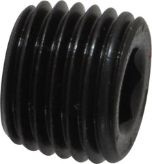 Unbrako - 1/4-18, 13/32" OAL, Alloy Steel Socket Pressure Plug - 7/8" Taper per Foot, 1/4" Hex Key - Exact Tooling