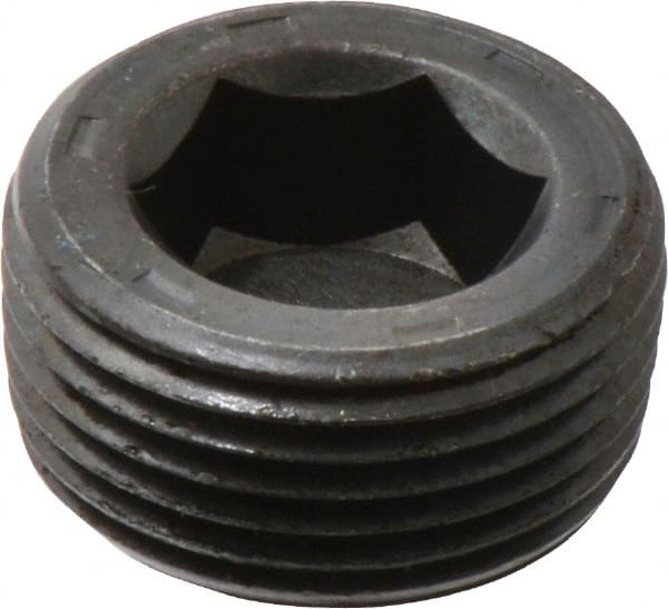 Unbrako - 3/4-14, 17/32" OAL, Alloy Steel Socket Pressure Plug - 7/8" Taper per Foot, 9/16" Hex Key - Exact Tooling