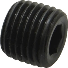 Unbrako - 1/4-18, 7/16" OAL, Alloy Steel Socket Pressure Plug - 3/4" Taper per Foot, 1/4" Hex Key - Exact Tooling