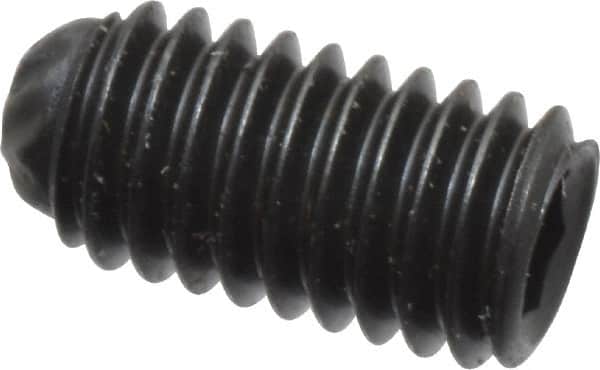 Unbrako - M3, 6mm OAL, Knurled Cup Point Set Screw - Grade 45H Alloy Steel, 1.5mm Key - Exact Tooling