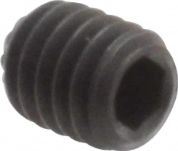 Unbrako - M4, 5mm OAL, Knurled Cup Point Set Screw - Grade 45H Alloy Steel, 2mm Key - Exact Tooling