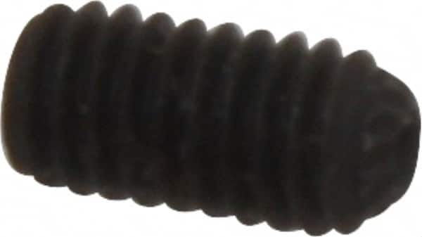 Unbrako - M4, 8mm OAL, Knurled Cup Point Set Screw - Grade 45H Alloy Steel, 2mm Key - Exact Tooling