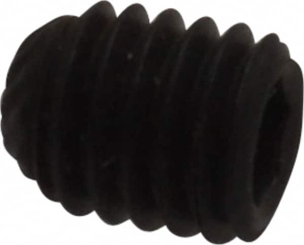 Unbrako - M5, 6mm OAL, Knurled Cup Point Set Screw - Grade 45H Alloy Steel, 2.5mm Key - Exact Tooling