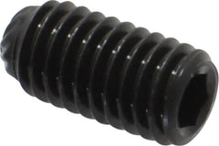 Unbrako - M5, 10mm OAL, Knurled Cup Point Set Screw - Grade 45H Alloy Steel, 2.5mm Key - Exact Tooling