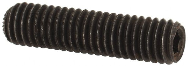 Unbrako - M5, 20mm OAL, Knurled Cup Point Set Screw - Grade 45H Alloy Steel, 2.5mm Key - Exact Tooling