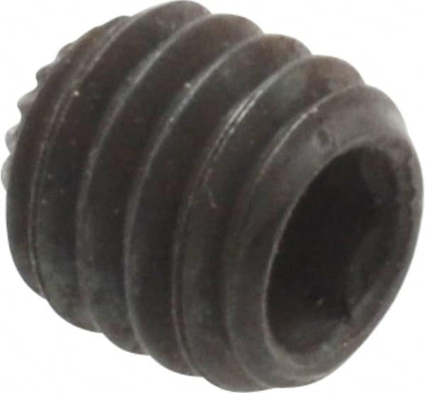 Unbrako - M6, 6mm OAL, Knurled Cup Point Set Screw - Grade 45H Alloy Steel, 3mm Key - Exact Tooling