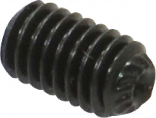 Unbrako - M6, 10mm OAL, Knurled Cup Point Set Screw - Grade 45H Alloy Steel, 3mm Key - Exact Tooling