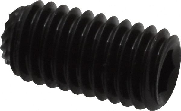 Unbrako - M8, 16mm OAL, Knurled Cup Point Set Screw - Grade 45H Alloy Steel, 4mm Key - Exact Tooling