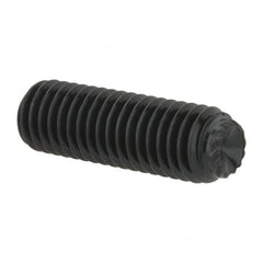 Unbrako - M8, 25mm OAL, Knurled Cup Point Set Screw - Grade 45H Alloy Steel, 4mm Key - Exact Tooling
