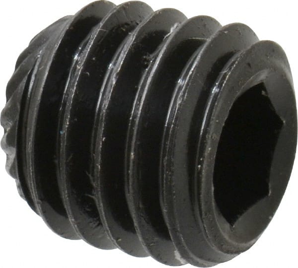 Unbrako - M10, 10mm OAL, Knurled Cup Point Set Screw - Grade 45H Alloy Steel, 5mm Key - Exact Tooling