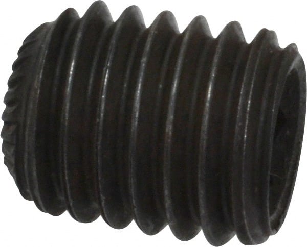 Unbrako - M10, 12mm OAL, Knurled Cup Point Set Screw - Grade 45H Alloy Steel, 5mm Key - Exact Tooling