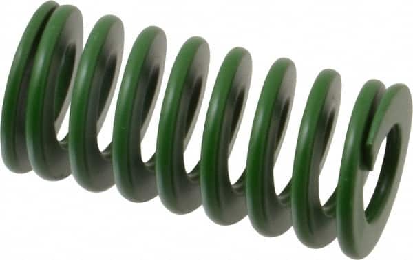 Associated Spring Raymond - 25mm Hole Diam, 12.5mm Rod Diam, 2" Free Length, Green Die Spring - 880 N Max Deflection, 20mm Max Deflection, Light Duty, Chromium Alloy Steel - Exact Tooling