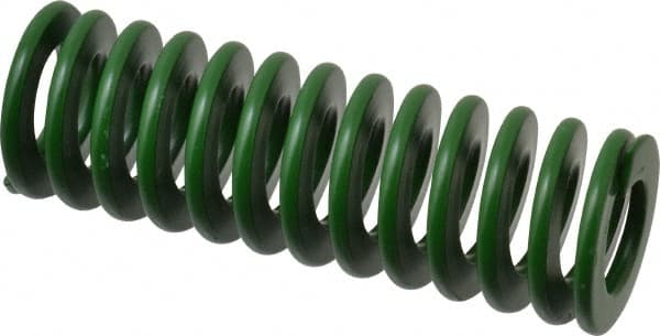 Associated Spring Raymond - 25mm Hole Diam, 12.5mm Rod Diam, 3" Free Length, Green Die Spring - 840 N Max Deflection, 30mm Max Deflection, Light Duty, Chromium Alloy Steel - Exact Tooling