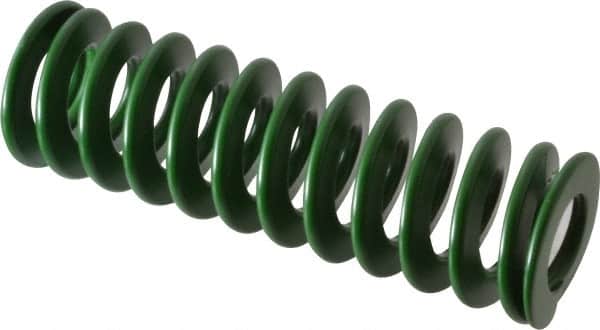 Associated Spring Raymond - 32mm Hole Diam, 16mm Rod Diam, 4" Free Length, Green Die Spring - 1312 N Max Deflection, 41mm Max Deflection, Light Duty, Chromium Alloy Steel - Exact Tooling
