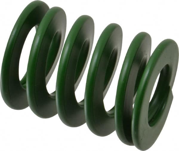 Associated Spring Raymond - 40mm Hole Diam, 20mm Rod Diam, 2" Free Length, Green Die Spring - 1840 N Max Deflection, 20mm Max Deflection, Light Duty, Chromium Alloy Steel - Exact Tooling