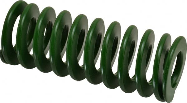 Associated Spring Raymond - 40mm Hole Diam, 20mm Rod Diam, 4" Free Length, Green Die Spring - 1763 N Max Deflection, 41mm Max Deflection, Light Duty, Chromium Alloy Steel - Exact Tooling