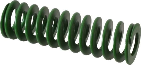 Associated Spring Raymond - 40mm Hole Diam, 20mm Rod Diam, 5" Free Length, Green Die Spring - 1887 N Max Deflection, 51mm Max Deflection, Light Duty, Chromium Alloy Steel - Exact Tooling
