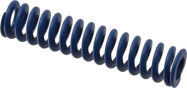 Associated Spring Raymond - 20mm Hole Diam, 10mm Rod Diam, 3-1/2" Free Length, Blue Die Spring - 726 N Max Deflection, 33mm Max Deflection, Medium Duty, Chromium Alloy Steel - Exact Tooling