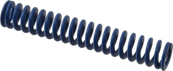 Associated Spring Raymond - 20mm Hole Diam, 10mm Rod Diam, 4-1/2" Free Length, Blue Die Spring - 778.3 N Max Deflection, 43mm Max Deflection, Medium Duty, Chromium Alloy Steel - Exact Tooling