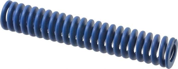 Associated Spring Raymond - 25mm Hole Diam, 12.5mm Rod Diam, 5-1/2" Free Length, Blue Die Spring - 1206.4 N Max Deflection, 52mm Max Deflection, Medium Duty, Chromium Alloy Steel - Exact Tooling