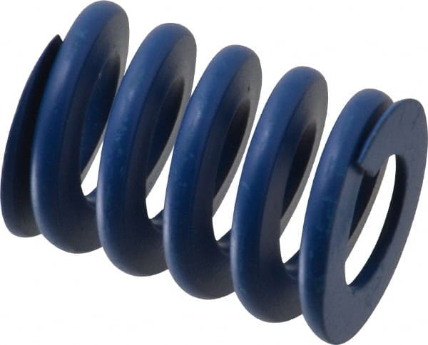 Associated Spring Raymond - 32mm Hole Diam, 16mm Rod Diam, 1-3/4" Free Length, Blue Die Spring - 2607 N Max Deflection, 16.5mm Max Deflection, Medium Duty, Chromium Alloy Steel - Exact Tooling