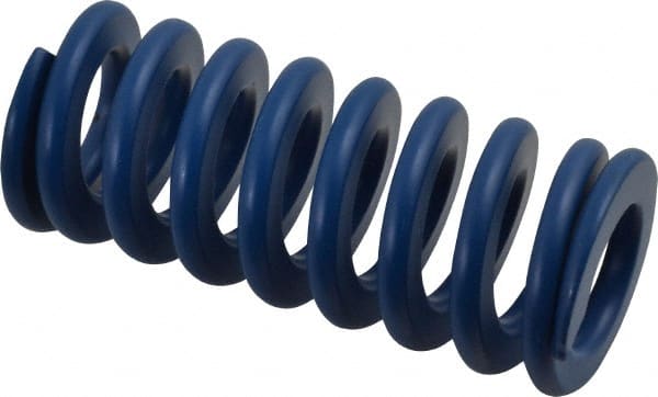 Associated Spring Raymond - 40mm Hole Diam, 20mm Rod Diam, 3-1/2" Free Length, Blue Die Spring - 2993.1001 N Max Deflection, 33mm Max Deflection, Medium Duty, Chromium Alloy Steel - Exact Tooling
