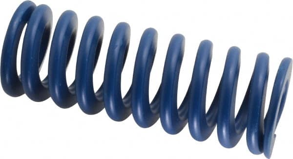 Associated Spring Raymond - 40mm Hole Diam, 20mm Rod Diam, 4" Free Length, Blue Die Spring - 3078 N Max Deflection, 38mm Max Deflection, Medium Duty, Chromium Alloy Steel - Exact Tooling