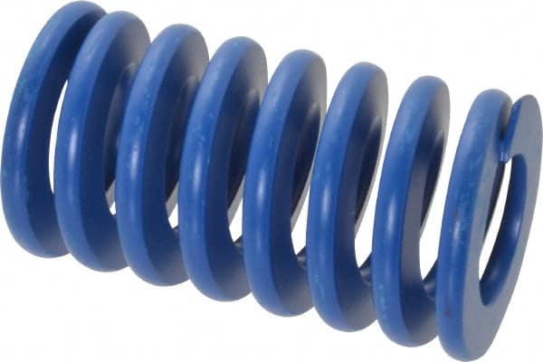 Associated Spring Raymond - 50mm Hole Diam, 25mm Rod Diam, 3-1/2" Free Length, Blue Die Spring - 4620 N Max Deflection, 33mm Max Deflection, Medium Duty, Chromium Alloy Steel - Exact Tooling
