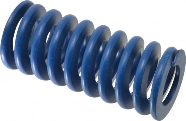 Associated Spring Raymond - 50mm Hole Diam, 25mm Rod Diam, 4-1/2" Free Length, Blue Die Spring - 4558 N Max Deflection, 43mm Max Deflection, Medium Duty, Chromium Alloy Steel - Exact Tooling