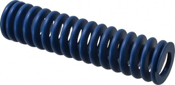 Associated Spring Raymond - 50mm Hole Diam, 25mm Rod Diam, 8" Free Length, Blue Die Spring - 4544.7998 N Max Deflection, 76mm Max Deflection, Medium Duty, Chromium Alloy Steel - Exact Tooling