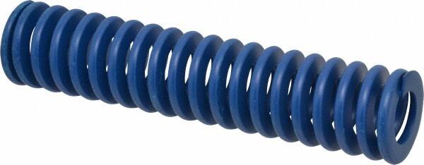 Associated Spring Raymond - 50mm Hole Diam, 25mm Rod Diam, 9" Free Length, Blue Die Spring - 4377.3999 N Max Deflection, 86mm Max Deflection, Medium Duty, Chromium Alloy Steel - Exact Tooling