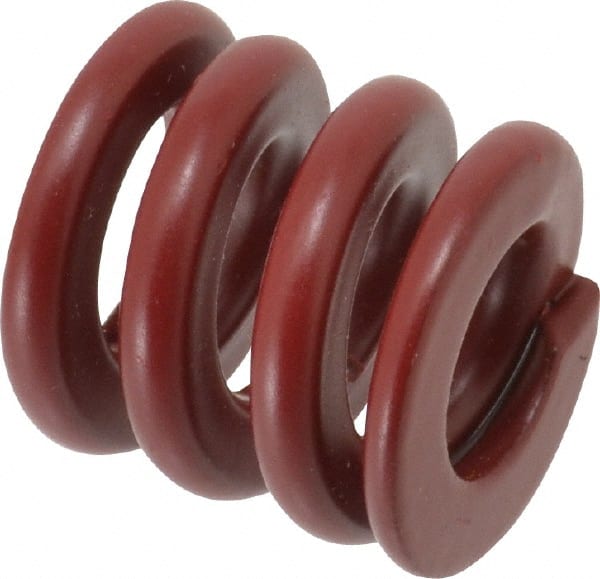 Associated Spring Raymond - 25mm Hole Diam, 12.5mm Rod Diam, 1" Free Length, Red Die Spring - 2812.5 N Max Deflection, 7.5mm Max Deflection, Strong Duty, Chromium Alloy Steel - Exact Tooling