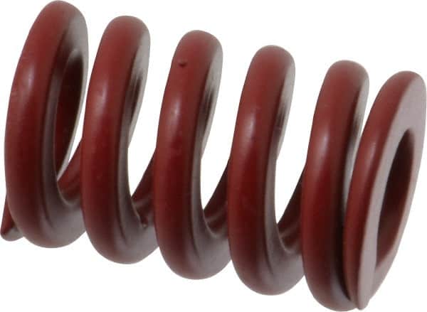 Associated Spring Raymond - 25mm Hole Diam, 12.5mm Rod Diam, 1-1/2" Free Length, Red Die Spring - 2409 N Max Deflection, 11mm Max Deflection, Strong Duty, Chromium Alloy Steel - Exact Tooling