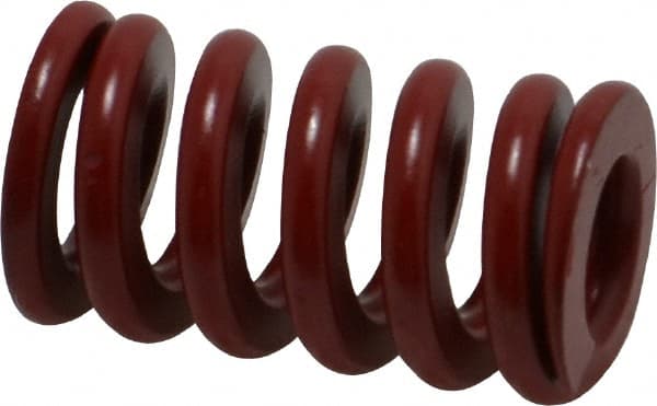 Associated Spring Raymond - 25mm Hole Diam, 12.5mm Rod Diam, 1-3/4" Free Length, Red Die Spring - 2431 N Max Deflection, 13mm Max Deflection, Strong Duty, Chromium Alloy Steel - Exact Tooling