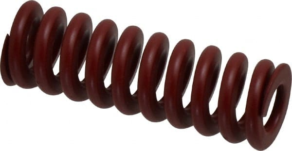 Associated Spring Raymond - 25mm Hole Diam, 12.5mm Rod Diam, 3" Free Length, Red Die Spring - 2277 N Max Deflection, 23mm Max Deflection, Strong Duty, Chromium Alloy Steel - Exact Tooling
