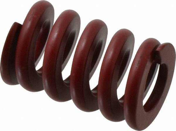 Associated Spring Raymond - 32mm Hole Diam, 16mm Rod Diam, 2" Free Length, Red Die Spring - 4080 N Max Deflection, 15mm Max Deflection, Strong Duty, Chromium Alloy Steel - Exact Tooling