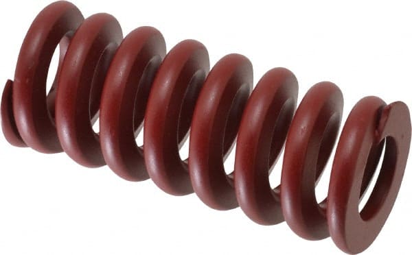 Associated Spring Raymond - 32mm Hole Diam, 16mm Rod Diam, 3" Free Length, Red Die Spring - 3956 N Max Deflection, 23mm Max Deflection, Strong Duty, Chromium Alloy Steel - Exact Tooling