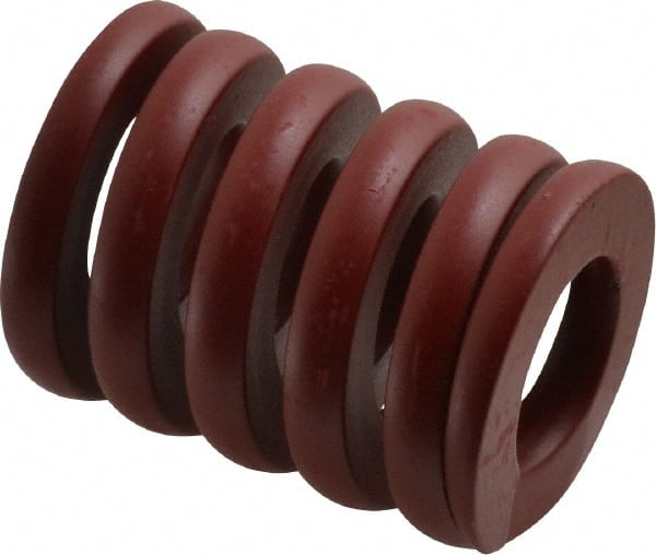 Associated Spring Raymond - 40mm Hole Diam, 20mm Rod Diam, 2" Free Length, Red Die Spring - 5250 N Max Deflection, 15mm Max Deflection, Strong Duty, Chromium Alloy Steel - Exact Tooling