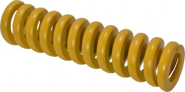 Associated Spring Raymond - 20mm Hole Diam, 10mm Rod Diam, 3" Free Length, Yellow Die Spring - 1552.3 N Max Deflection, 19mm Max Deflection, Extra Strong, Chromium Alloy Steel - Exact Tooling