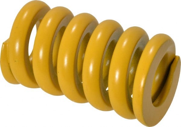 Associated Spring Raymond - 25mm Hole Diam, 12.5mm Rod Diam, 1-3/4" Free Length, Yellow Die Spring - 2684 N Max Deflection, 11mm Max Deflection, Extra Strong, Chromium Alloy Steel - Exact Tooling