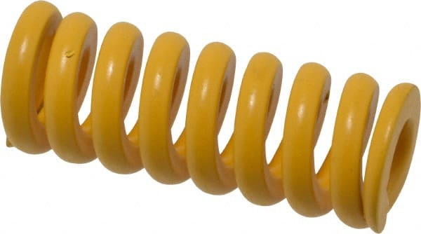 Associated Spring Raymond - 25mm Hole Diam, 12.5mm Rod Diam, 2-1/2" Free Length, Yellow Die Spring - 2576 N Max Deflection, 16mm Max Deflection, Extra Strong, Chromium Alloy Steel - Exact Tooling