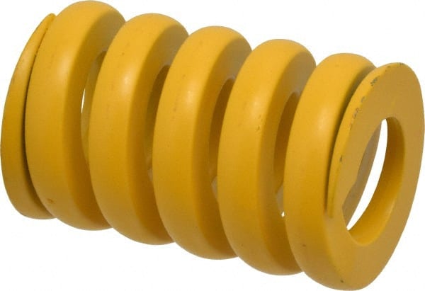 Associated Spring Raymond - 50mm Hole Diam, 25mm Rod Diam, 3-1/2" Free Length, Yellow Die Spring - 10868 N Max Deflection, 19mm Max Deflection, Extra Strong, Chromium Alloy Steel - Exact Tooling