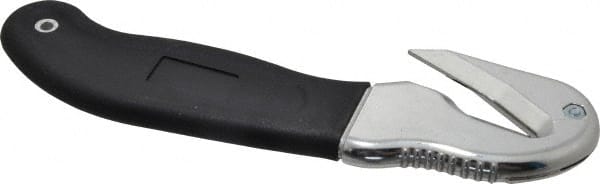 ICT - Fixed Safety Cutter - 1-3/4" Blade, Silver & Black Ergonomic Grip Handle, 2 Blades Included - Exact Tooling
